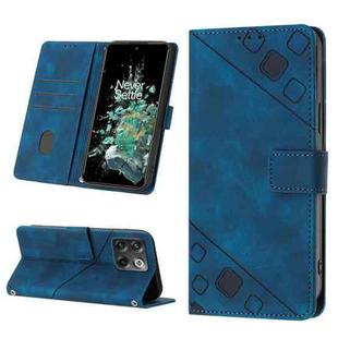 For OnePlus 10T 5G Skin-feel Embossed Leather Phone Case(Blue)