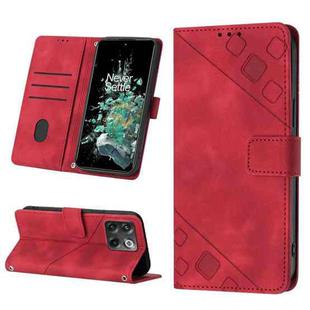 For OnePlus 10T 5G Skin-feel Embossed Leather Phone Case(Red)