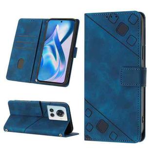 For OnePlus ACE 5G Skin-feel Embossed Leather Phone Case(Blue)