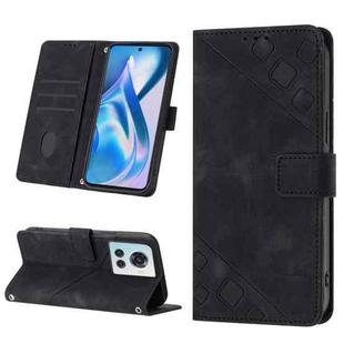 For OnePlus ACE 5G Skin-feel Embossed Leather Phone Case(Black)