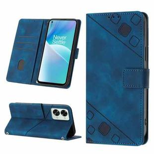 For OnePlus Nord 2T 5G Skin-feel Embossed Leather Phone Case(Blue)
