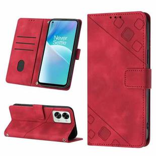 For OnePlus Nord 2T 5G Skin-feel Embossed Leather Phone Case(Red)