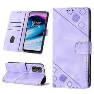 Skin-feel Embossed Leather Phone Case For OnePlus Nord N20 5G / OPPO Reno7 Z / Reno7 Lite / Reno8 Lite 5G Global/ F21 Pro 5G Indian(Light Purple)