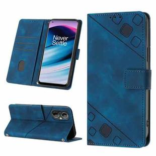 Skin-feel Embossed Leather Phone Case For OnePlus Nord N20 5G / OPPO Reno7 Z / Reno7 Lite / Reno8 Lite 5G Global/ F21 Pro 5G Indian(Blue)