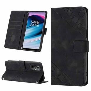 Skin-feel Embossed Leather Phone Case For OnePlus Nord N20 5G / OPPO Reno7 Z / Reno7 Lite / Reno8 Lite 5G Global/ F21 Pro 5G Indian(Black)