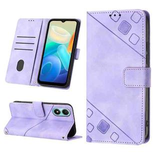 For vivo Y02s Skin-feel Embossed Leather Phone Case(Light Purple)