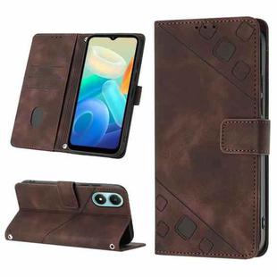 For vivo Y02s Skin-feel Embossed Leather Phone Case(Brown)