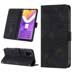 For vivo Y15s 2021 / Y15a Skin-feel Embossed Leather Phone Case(Black)