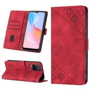 For vivo Y21 2021 / Y33s / Y21s Skin-feel Embossed Leather Phone Case(Red)