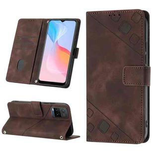 For vivo Y21 2021 / Y33s / Y21s Skin-feel Embossed Leather Phone Case(Brown)