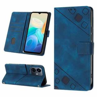 For vivo Y77 5G Global Skin-feel Embossed Leather Phone Case(Blue)