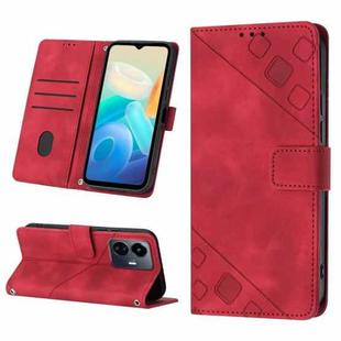 For vivo Y77 5G Global Skin-feel Embossed Leather Phone Case(Red)