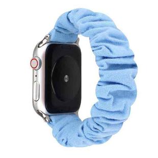 For Apple Watch Ultra 49mm / Series 8&7 45mm / SE 2&6&SE&5&4 44mm / 3&2&1 42mm Cloth + Stainless Steel Hair Ring Watch Band(Blue)
