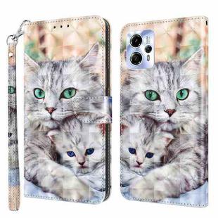 For Motorola Moto G13 / G23 3D Painted Leather Phone Case(Two Loving Cats)