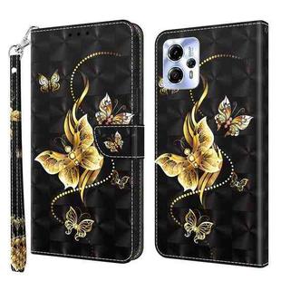 For Motorola Moto G13 / G23 3D Painted Leather Phone Case(Golden Swallow Butterfly)