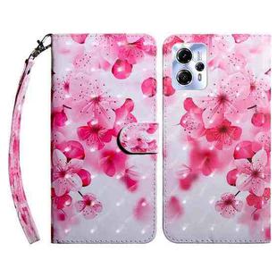 For Motorola Moto G13 / G23 3D Painted Leather Phone Case(Red Flower)