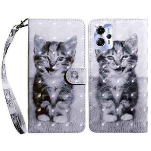 For Motorola Moto G13 / G23 3D Painted Leather Phone Case(Smile Cat)