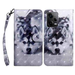 For Xiaomi Redmi Note 12 Pro 5G Global 3D Painted Leather Phone Case(Husky)