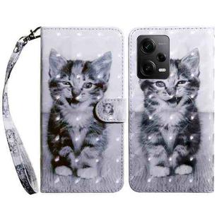 For Xiaomi Redmi Note 12 Pro 5G Global 3D Painted Leather Phone Case(Smile Cat)