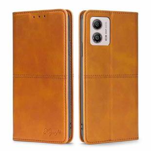 For Motorola Moto G53 5G/G13 4G/G23 4G Cow Texture Magnetic Horizontal Flip Leather Phone Case(Light Brown)
