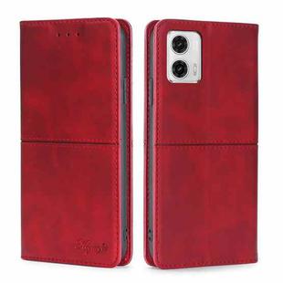 For Motorola Moto G73 5G Cow Texture Magnetic Horizontal Flip Leather Phone Case(Red)