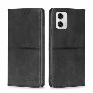 For Motorola Moto G73 5G Cow Texture Magnetic Horizontal Flip Leather Phone Case(Black)