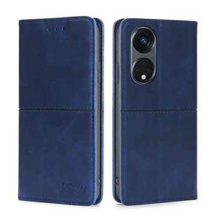 For OPPO Reno8 T 5G/A1 Pro 5G Cow Texture Magnetic Horizontal Flip Leather Phone Case(Blue)