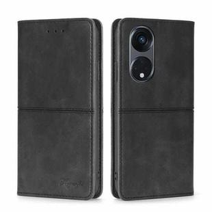 For OPPO Reno8 T 5G/A1 Pro 5G Cow Texture Magnetic Horizontal Flip Leather Phone Case(Black)