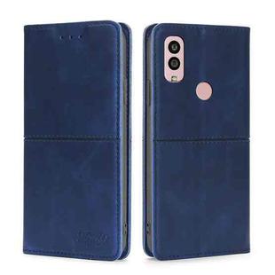 For Kyocera Android One S10 Cow Texture Magnetic Horizontal Flip Leather Phone Case(Blue)