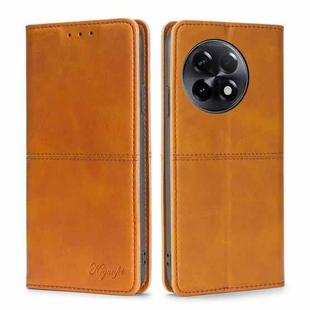 For OnePlus Ace 2/11R Cow Texture Magnetic Horizontal Flip Leather Phone Case(Light Brown)