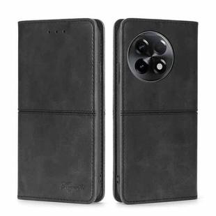 For OnePlus Ace 2/11R Cow Texture Magnetic Horizontal Flip Leather Phone Case(Black)