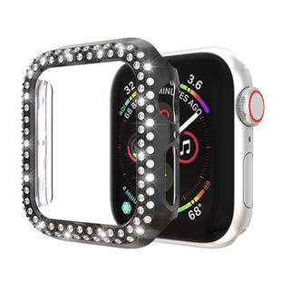 For Apple Watch Series 5 & 4 40mm Double Row Diamonds PC Protective Case(Black)