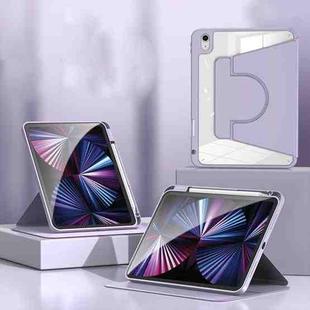 2 in 1 Acrylic Split Rotating Leather Tablet Case For iPad Pro 12.9 2022 / 2020 / 2021 / 2018(Lavender)