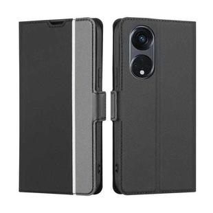 For OPPO Reno8 T 5G/A1 Pro 5G Twill Texture Side Buckle Leather Phone Case(Black)