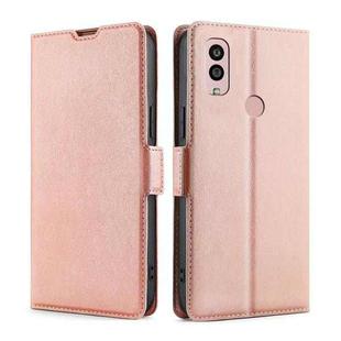 For Kyocera Android One S10 Ultra-thin Voltage Side Buckle Horizontal Flip Leather Phone Case(Rose Gold)