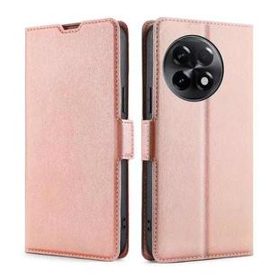 For OnePlus Ace 2/11R Ultra-thin Voltage Side Buckle Horizontal Flip Leather Phone Case(Rose Gold)