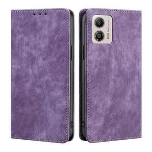 For Motorola Moto G53 5G/G13 4G/G23 4G RFID Anti-theft Brush Magnetic Leather Phone Case(Purple)