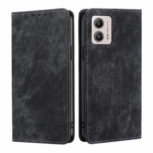 For Motorola Moto G53 5G/G13 4G/G23 4G RFID Anti-theft Brush Magnetic Leather Phone Case(Black)