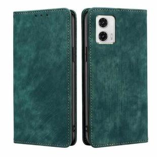 For Motorola Moto G73 5G RFID Anti-theft Brush Magnetic Leather Phone Case(Green)