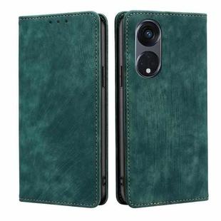 For OPPO Reno8 T 5G/A1 Pro 5G RFID Anti-theft Brush Magnetic Leather Phone Case(Green)