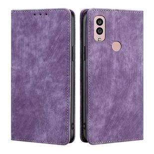 For Kyocera Android One S10 RFID Anti-theft Brush Magnetic Leather Phone Case(Purple)