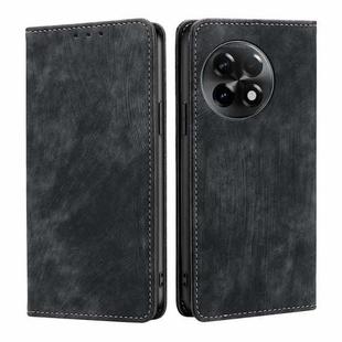 For OnePlus Ace 2/11R RFID Anti-theft Brush Magnetic Leather Phone Case(Black)