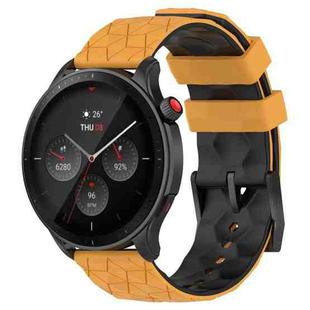 20mm Universal Football Pattern Two-Color Silicone Watch Band(Yellow+Black)