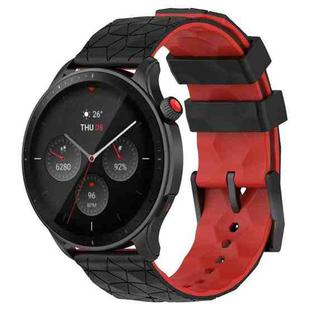 22mm Universal Football Pattern Two-Color Silicone Watch Band(Black+Red)