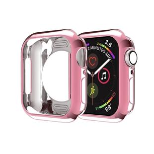 For Apple Watch Series 5 & 4 44mm Plating TPU Round Hole Hollowing Protective Case(Pink)