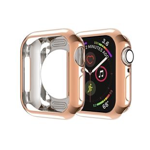 For Apple Watch Series 5 & 4 44mm Plating TPU Round Hole Hollowing Protective Case(Rose Gold)
