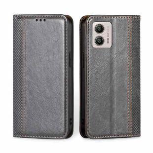 For Motorola Moto G53 5G/G13 4G/G23 4G Grid Texture Magnetic Flip Leather Phone Case(Grey)