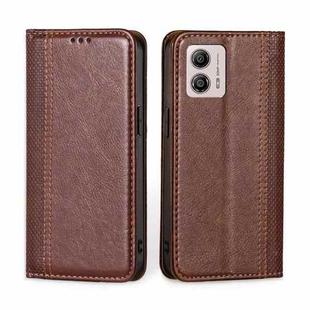 For Motorola Moto G53 5G/G13 4G/G23 4G Grid Texture Magnetic Flip Leather Phone Case(Brown)