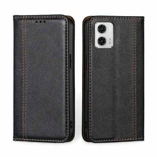 For Motorola Moto G73 5G Grid Texture Magnetic Flip Leather Phone Case(Black)