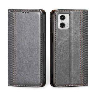 For Motorola Moto G73 5G Grid Texture Magnetic Flip Leather Phone Case(Grey)